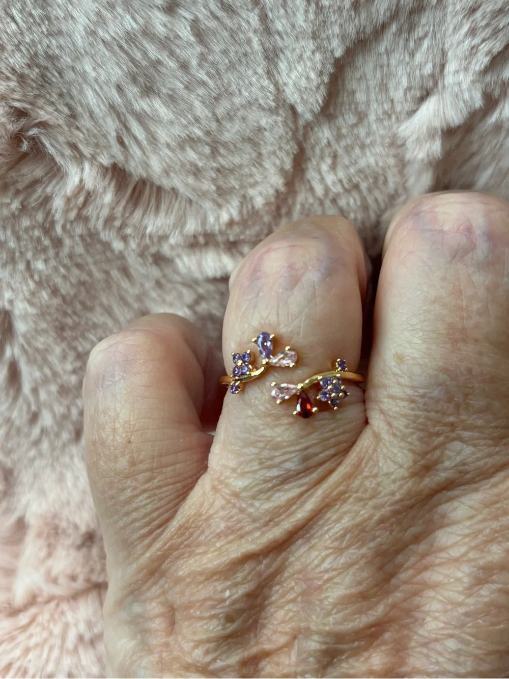 18kt rose Gold filled Floral Cluster Ring with Multicolored Gem Accents